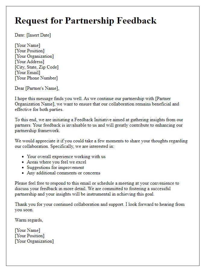 Letter template of Request for Partnership Feedback Initiative