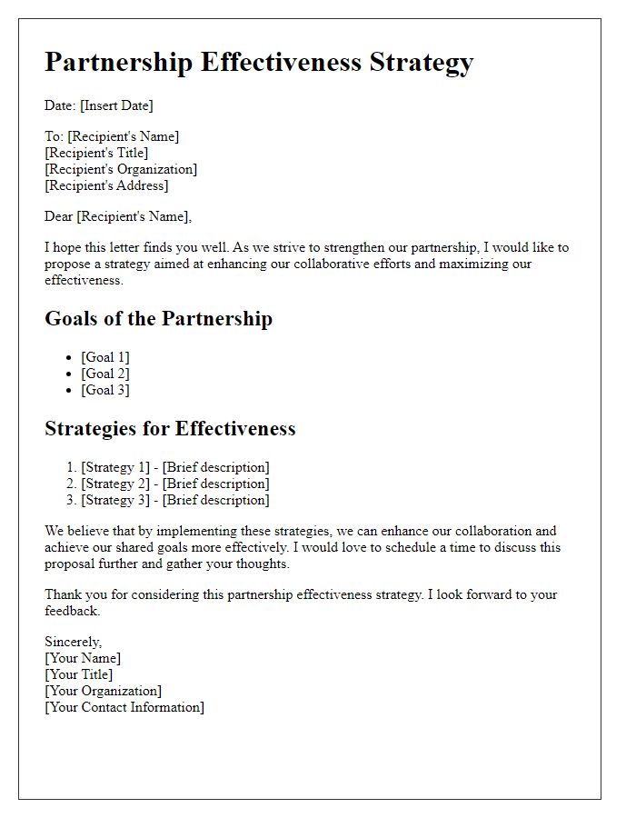 Letter template of partnership effectiveness strategy