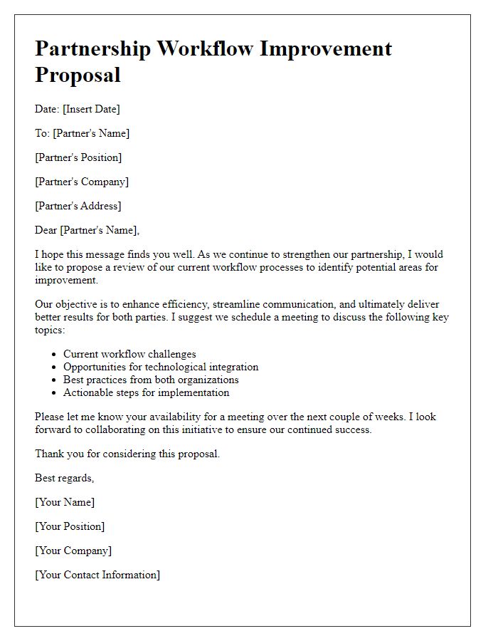 Letter template of partnership workflow improvement