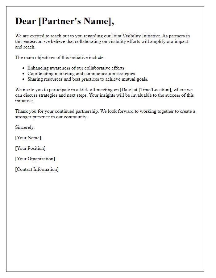 Letter template of joint visibility initiative for partners