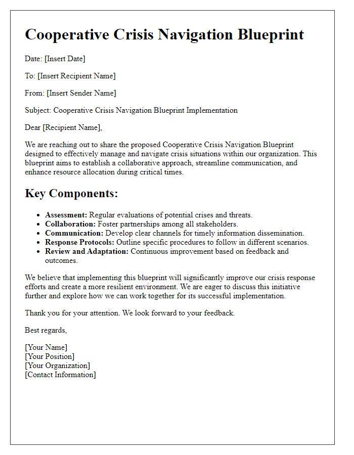 Letter template of cooperative crisis navigation blueprint