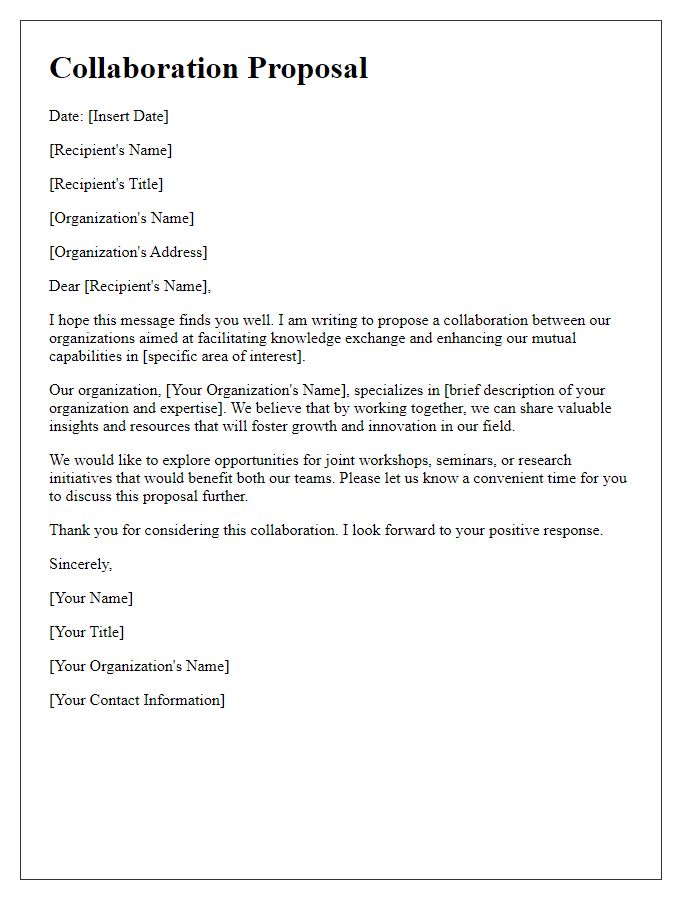 Letter template of collaboration for knowledge exchange