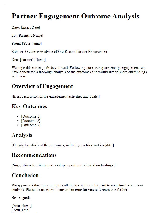 Letter template of partner engagement outcome analysis