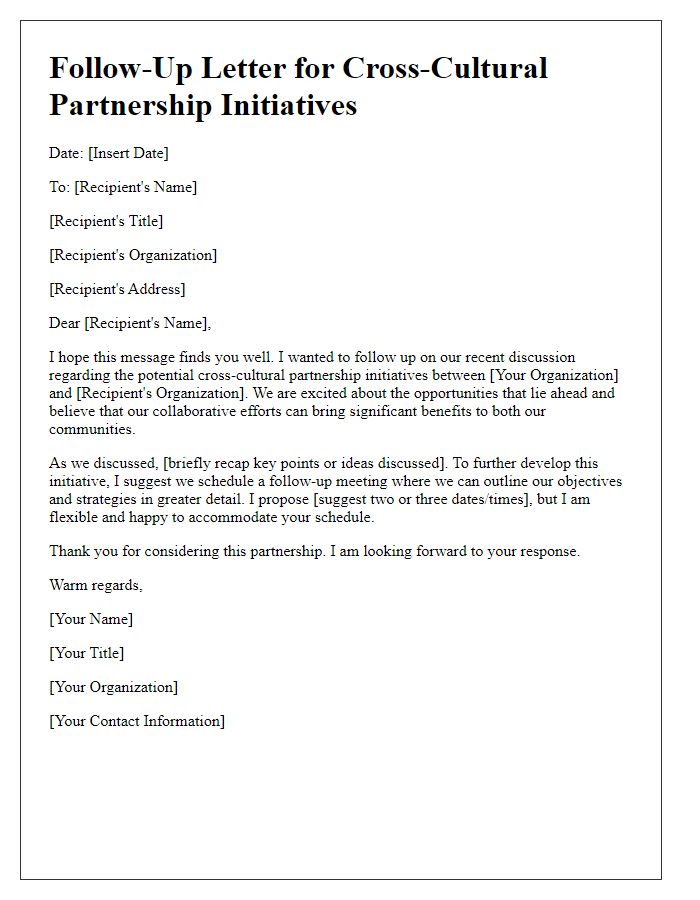 Letter template of follow-up for cross-cultural partnership initiatives