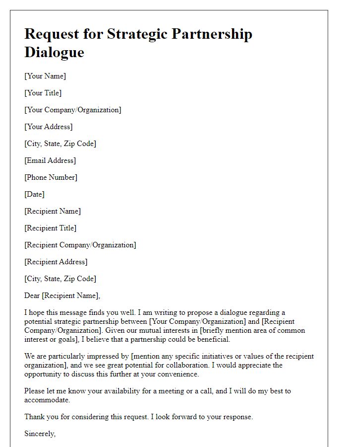 Letter template of request for strategic partnership dialogue