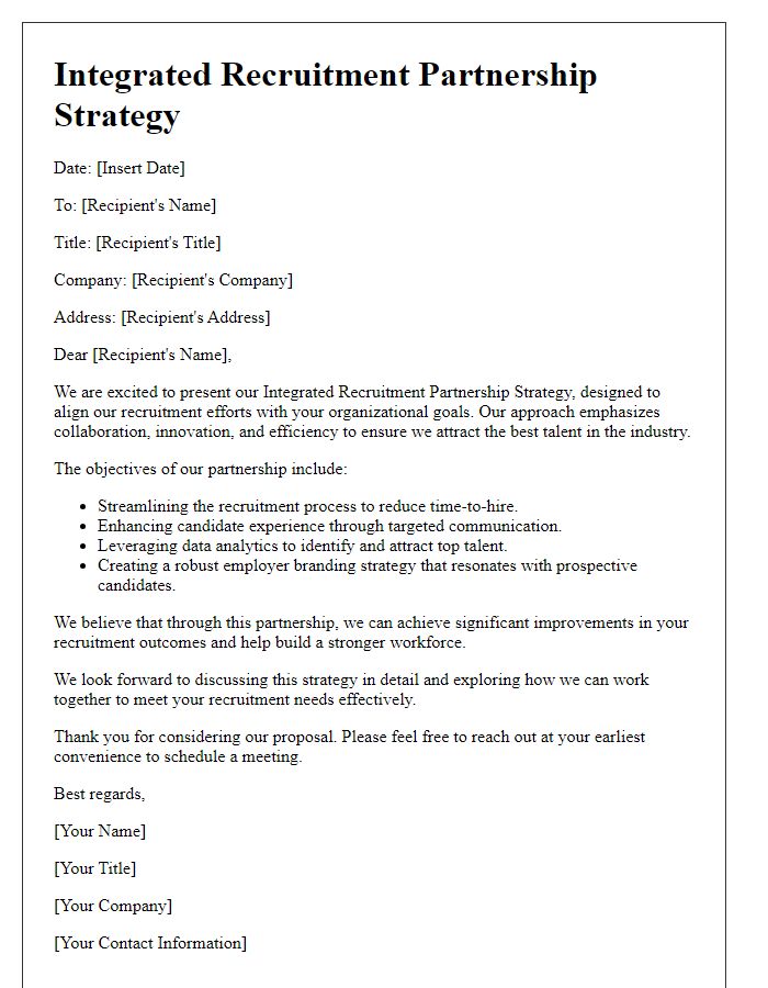 Letter template of integrated recruitment partnership strategy.