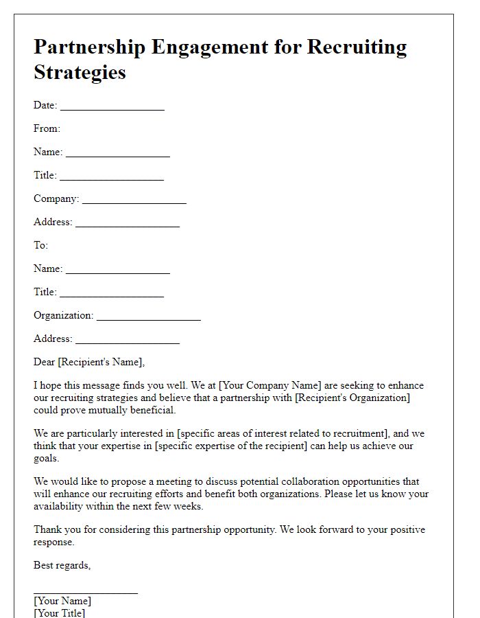 Letter template of partnership engagement for recruiting strategies.