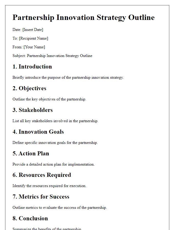 Letter template of partnership innovation strategy outline