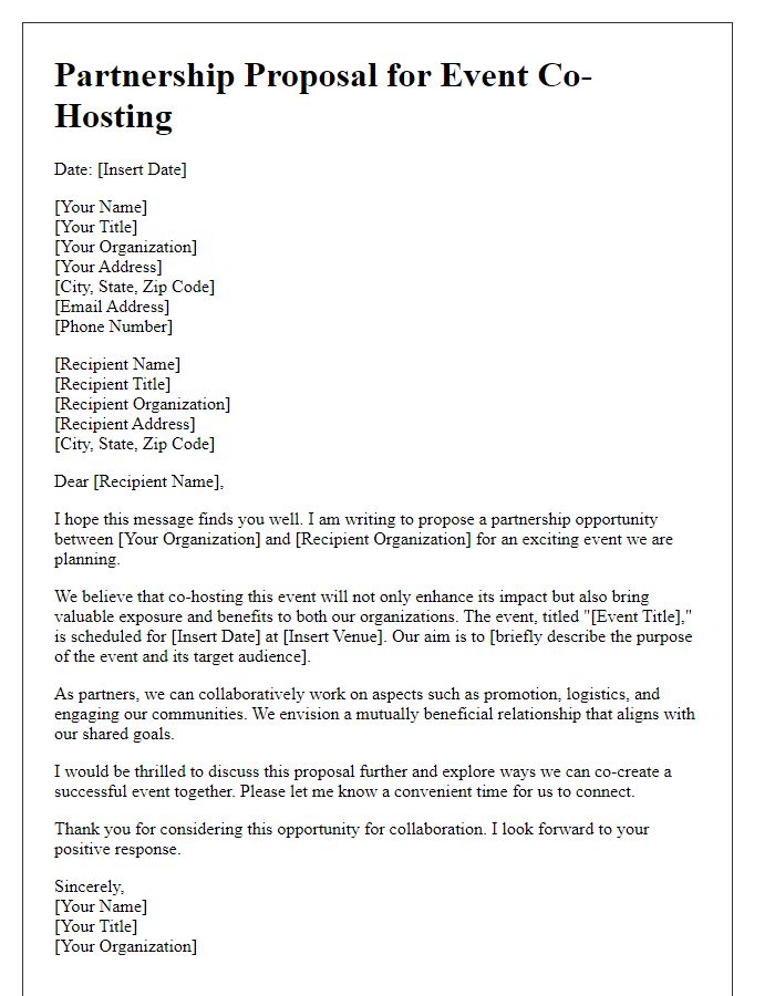 Letter template of partnership for event co-hosting proposal