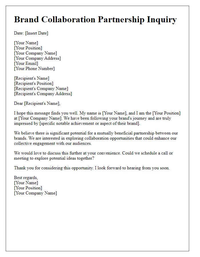 Letter template of brand collaboration partnership inquiry