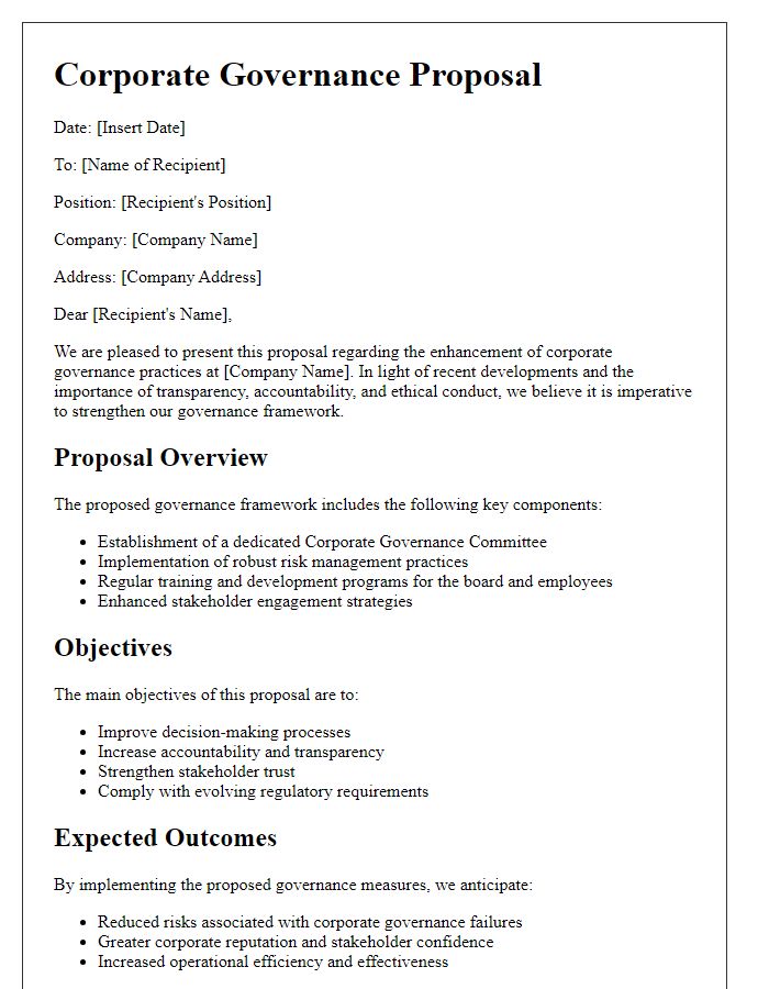 Letter template of corporate governance proposal