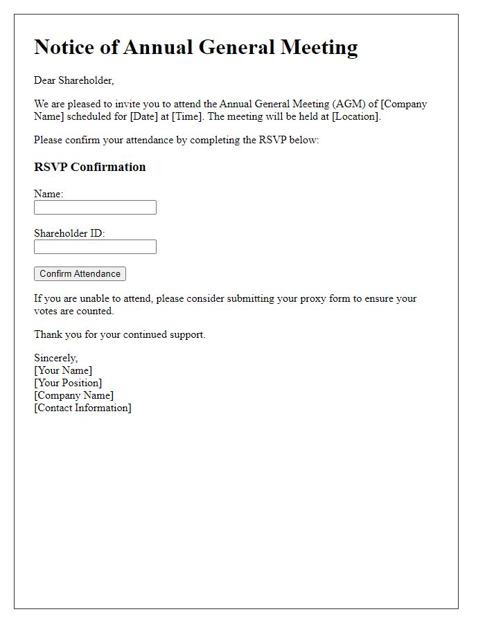 Letter template of AGM Attendance Request for Shareholders