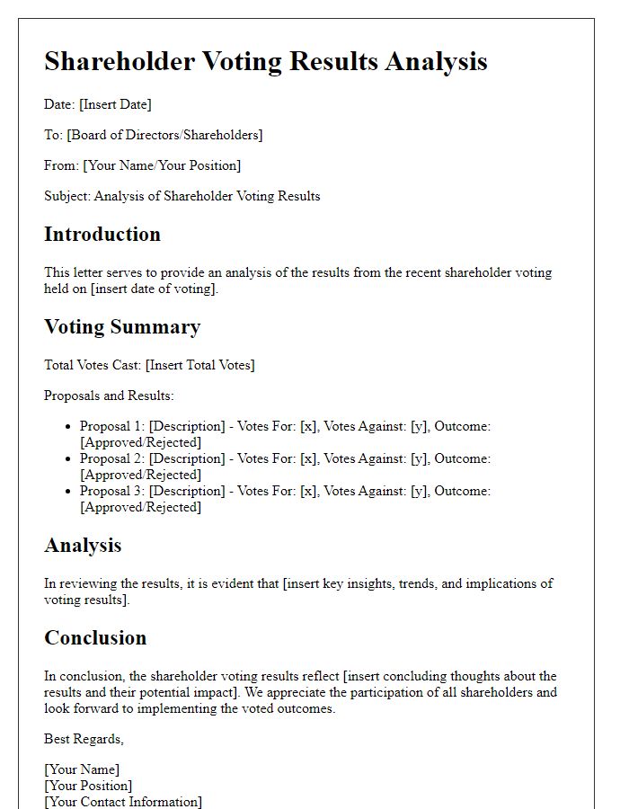 Letter template of shareholder voting results analysis