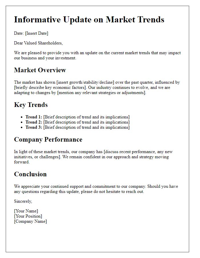 Letter template of Informative Update for Shareholders on Market Trends