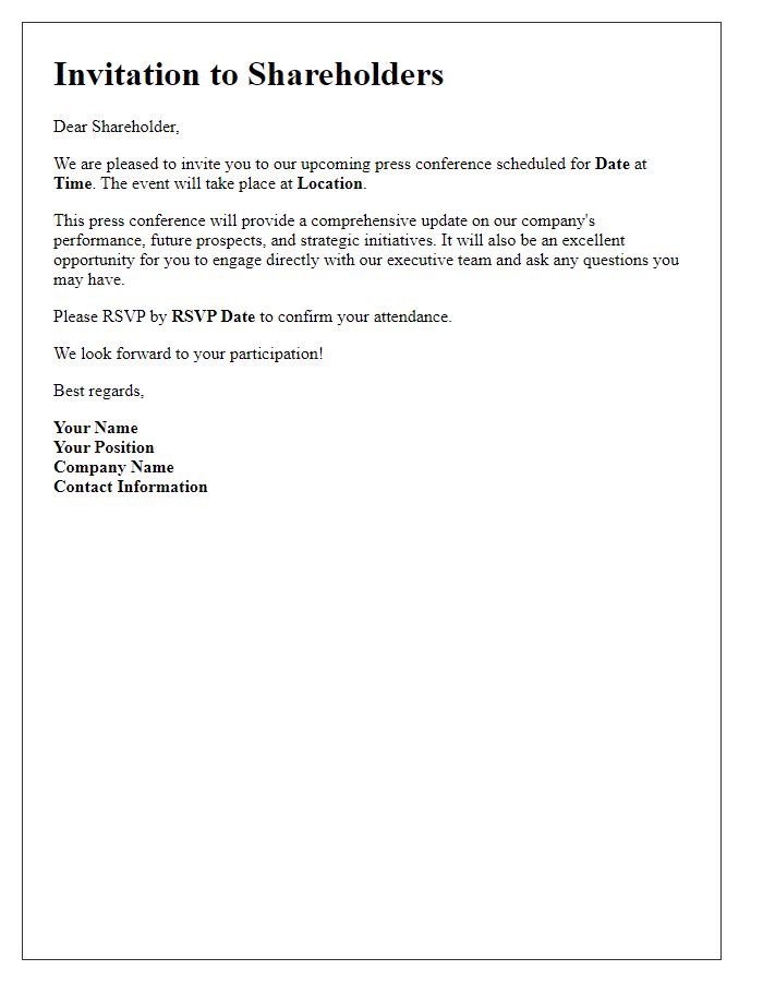 Letter template of invitation for shareholders to engage in the press conference