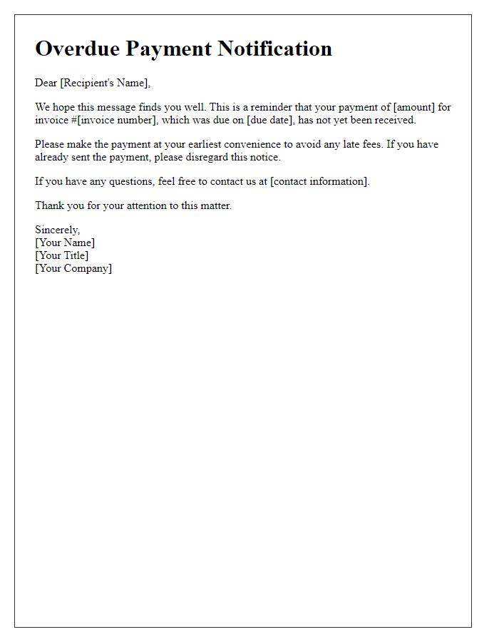 Letter template of overdue payment notification