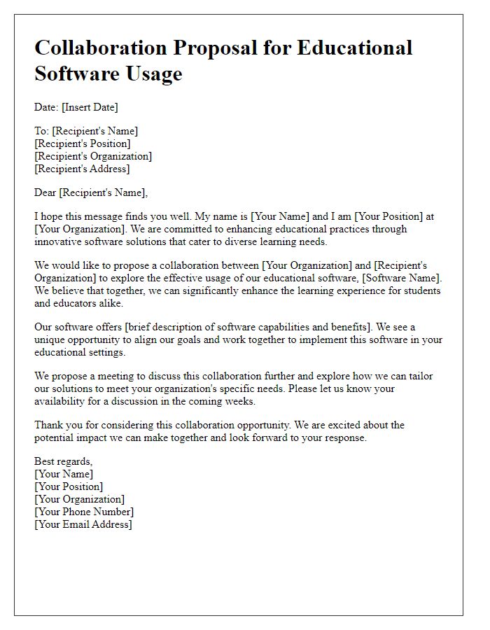 Letter template of collaboration proposal on educational software usage