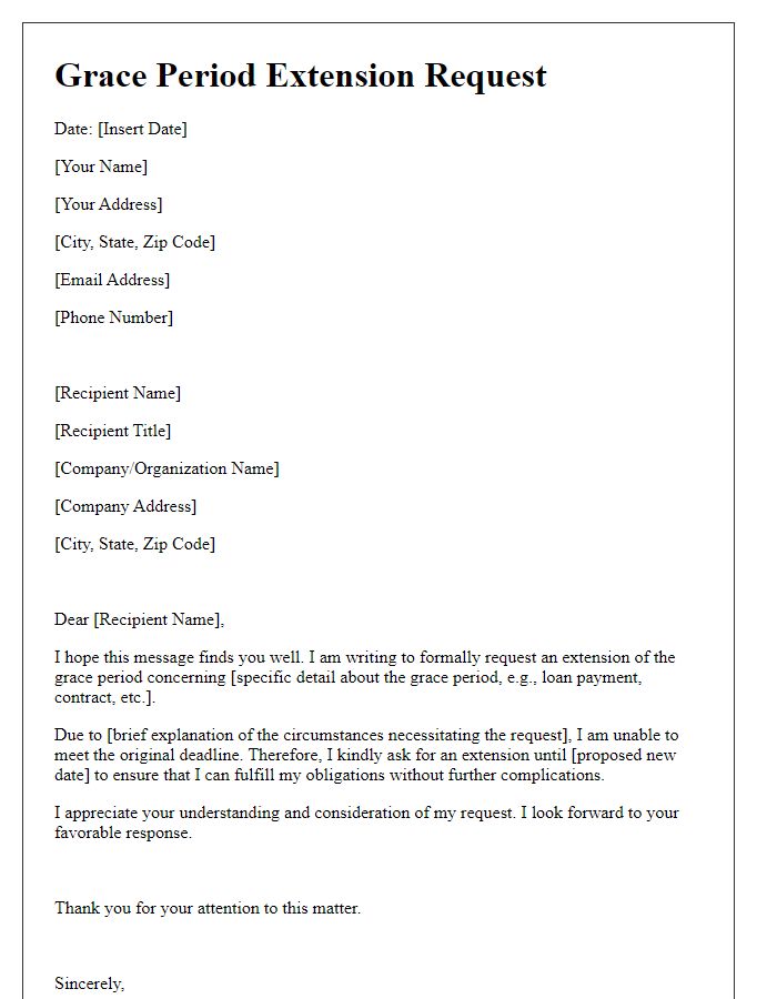 Letter template of grace period extension request
