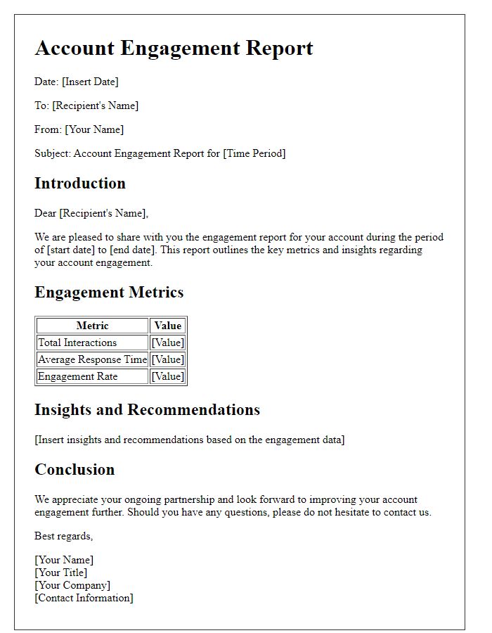 Letter template of account engagement report