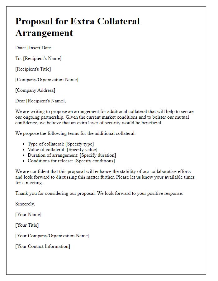 Letter template of proposal for extra collateral arrangement