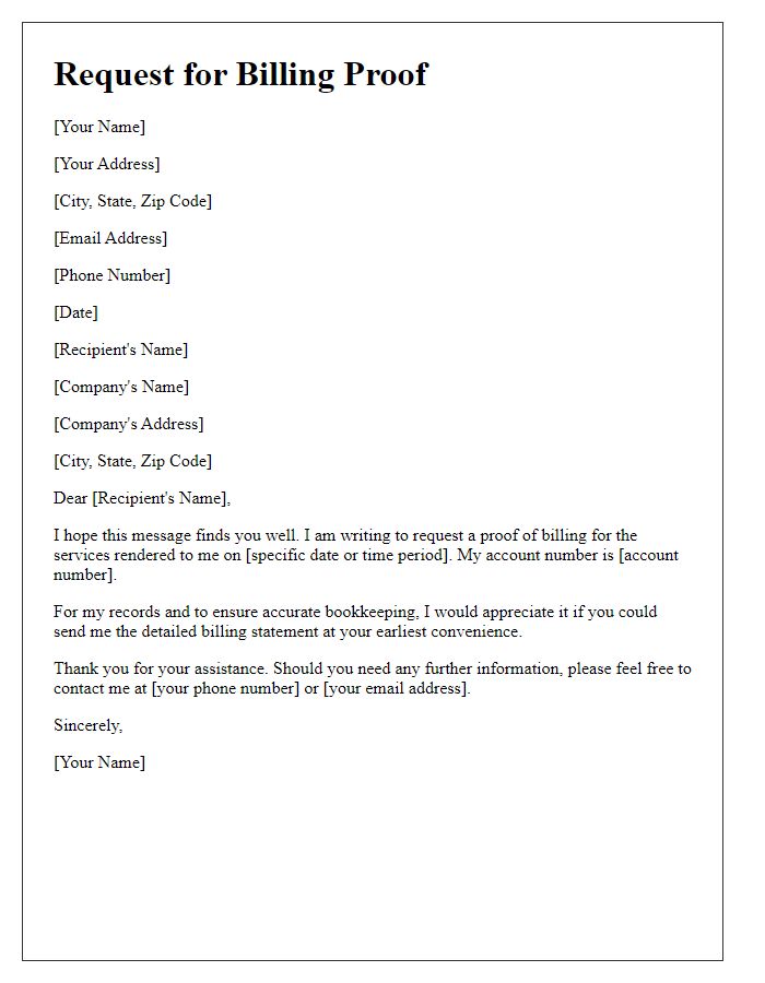 Letter template of request for billing proof