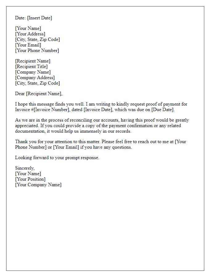 Letter template of request for invoice payment proof