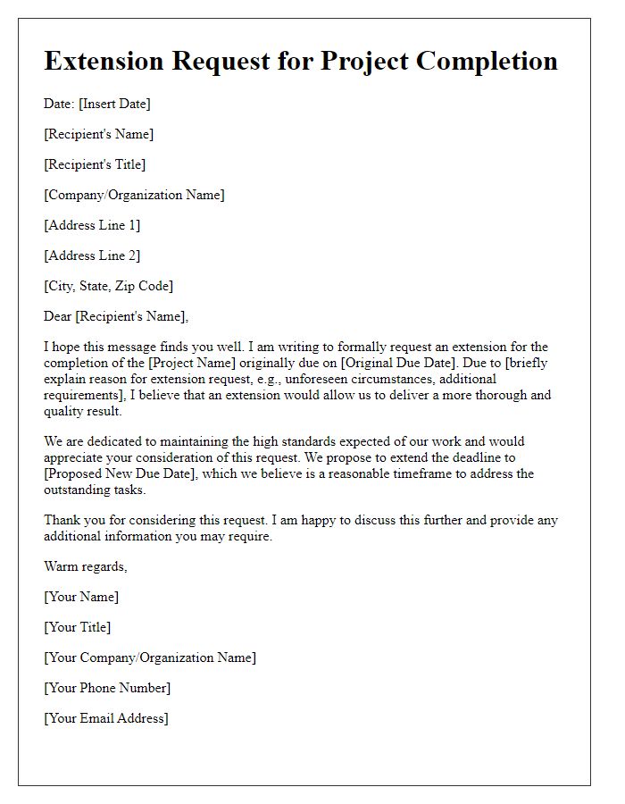 Letter template of extension request for project completion