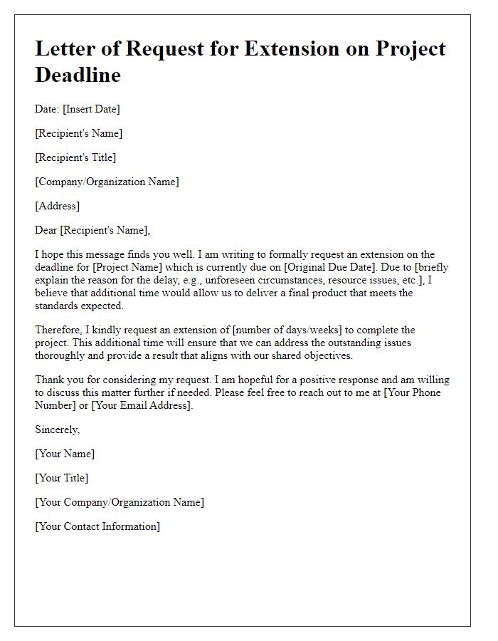 Letter template of notice for requesting more time on project