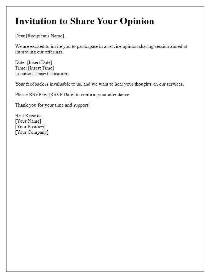 Letter template of invitation for service opinion sharing