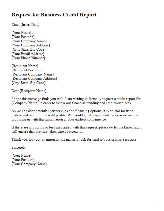 Letter template of request for business credit report