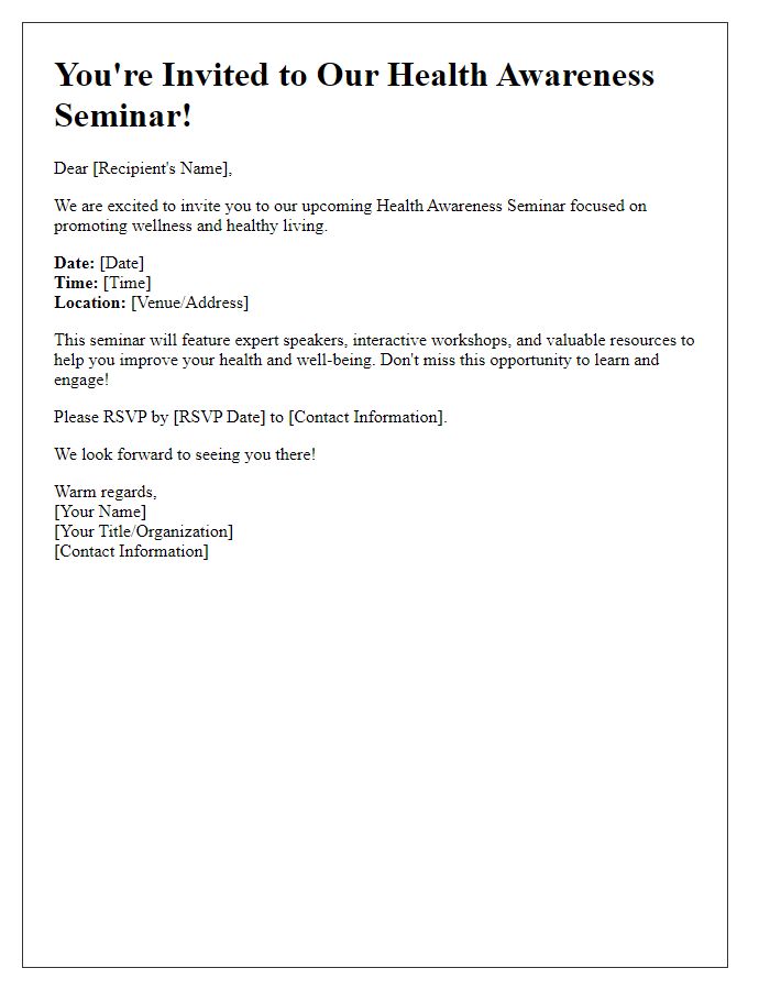 Letter template of health awareness seminar invitation