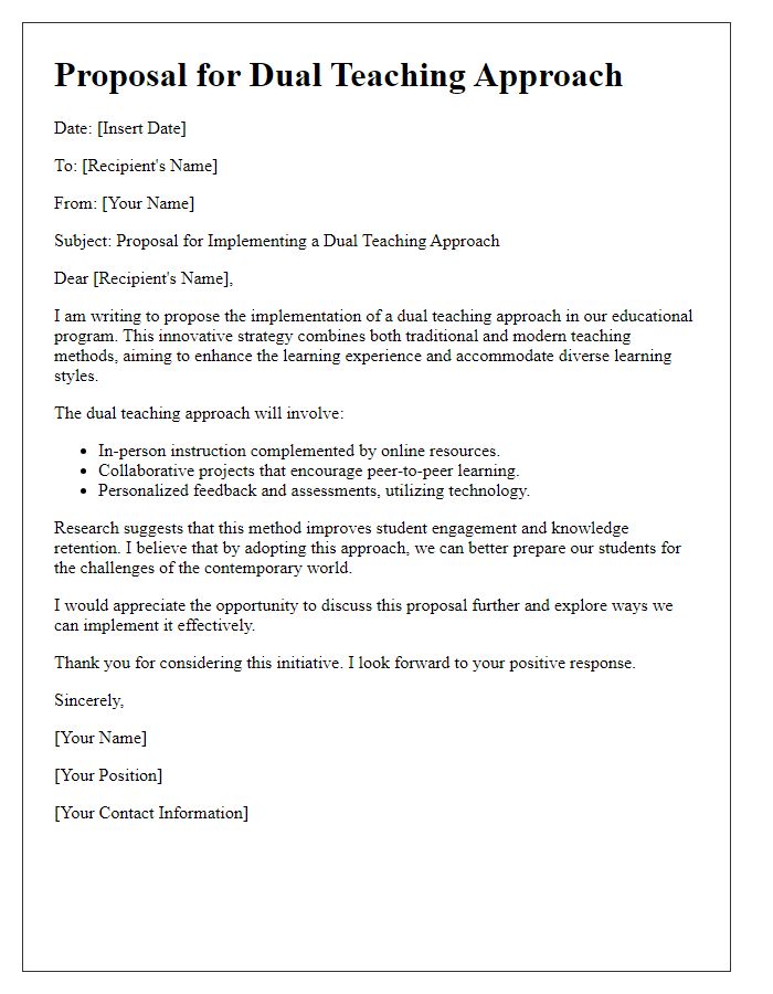 Letter template of dual teaching approach proposal