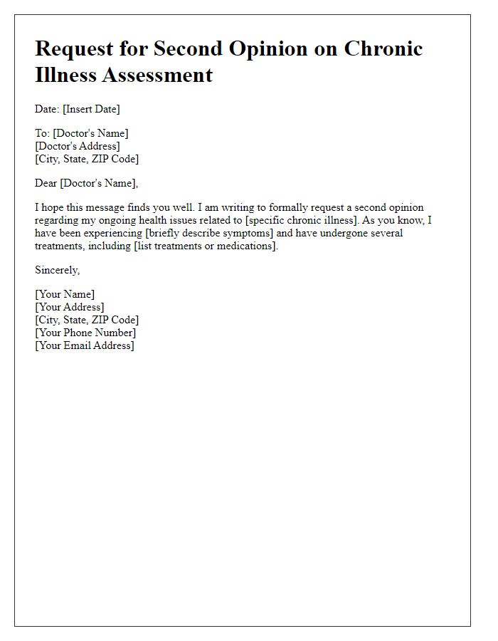 Letter template of second opinion request for chronic illness assessment