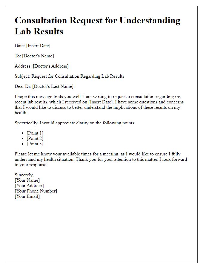 Letter template of consultation request for understanding lab results