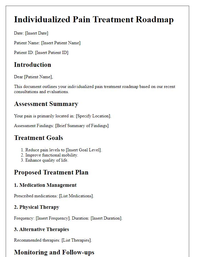 Letter template of individualized pain treatment roadmap