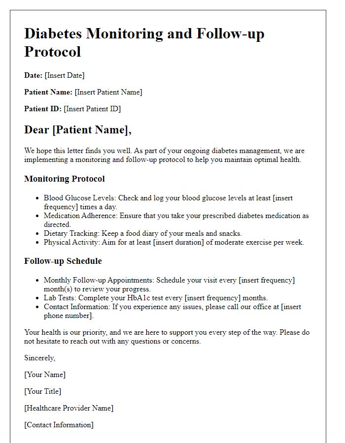 Letter template of diabetes monitoring and follow-up protocol.