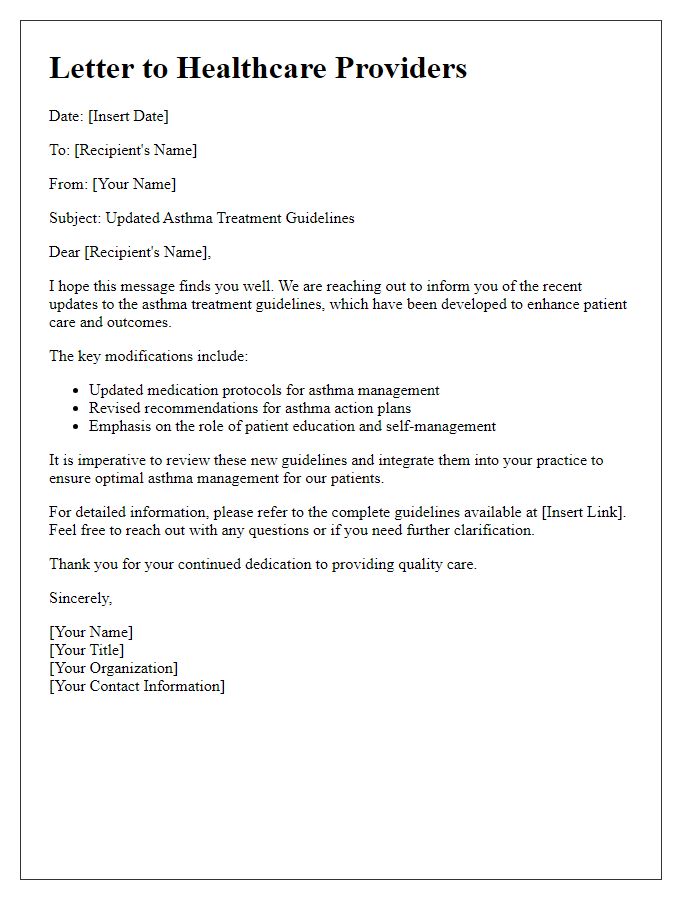 Letter template of updated asthma treatment guidelines