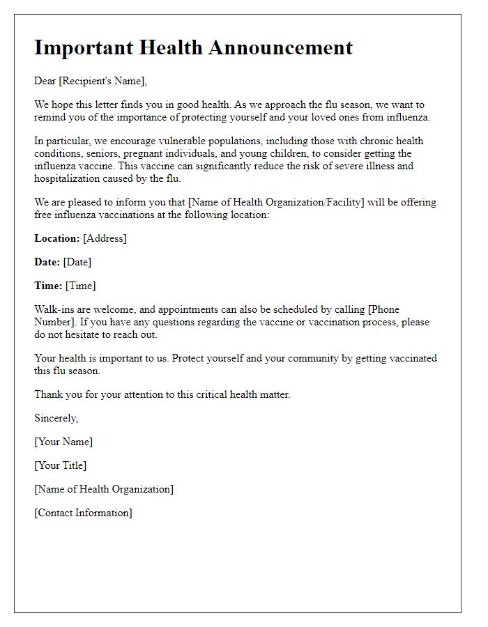 Letter template of influenza vaccination outreach for vulnerable populations.