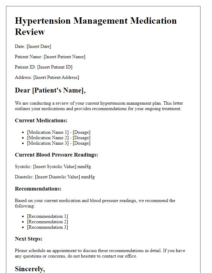 Letter template of hypertension management medication review