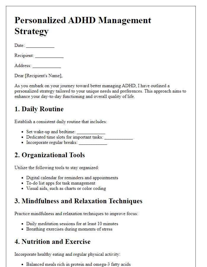 Letter template of personalized ADHD management strategy.