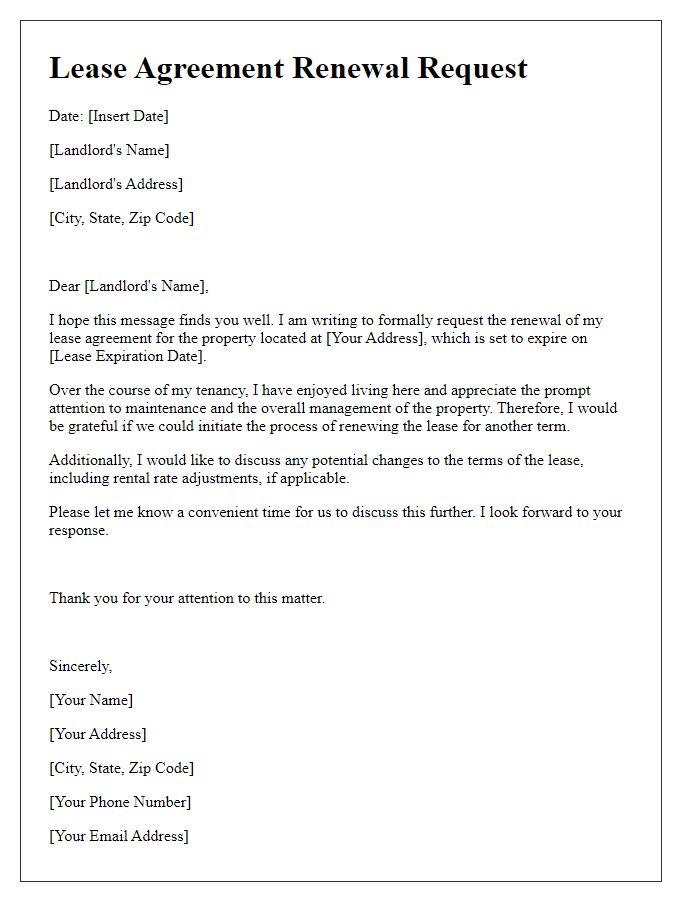 Letter template of lease agreement renewal request