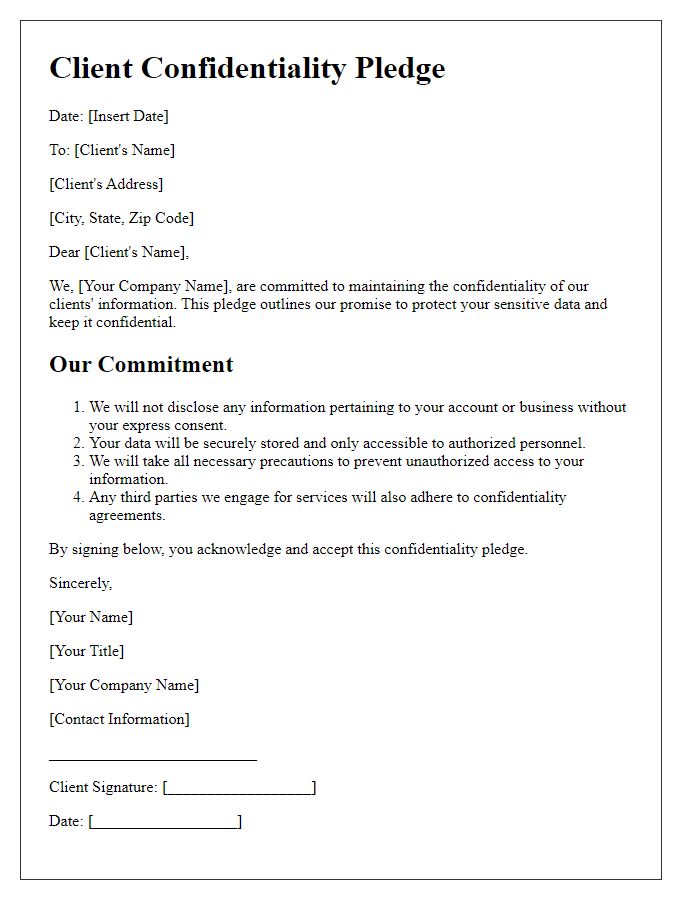 Letter template of client confidentiality pledge