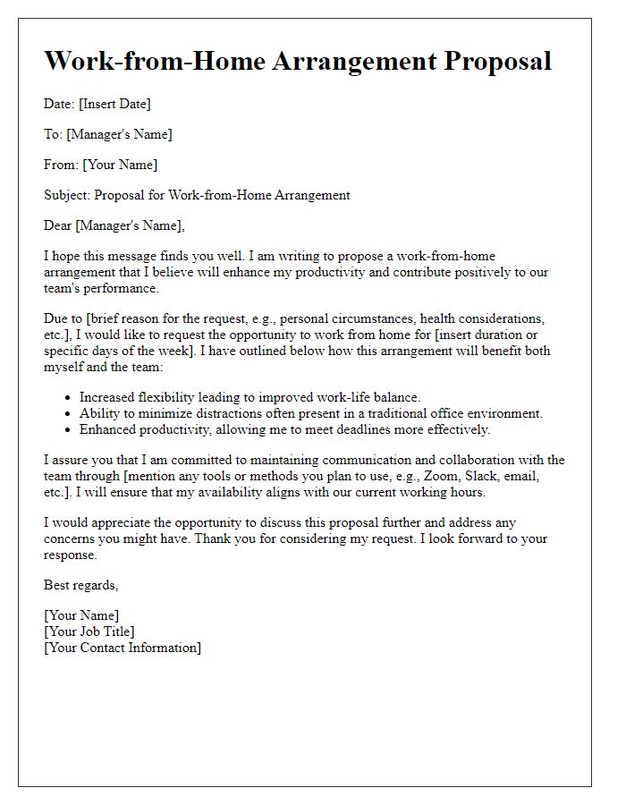 Letter template of work-from-home arrangement proposal