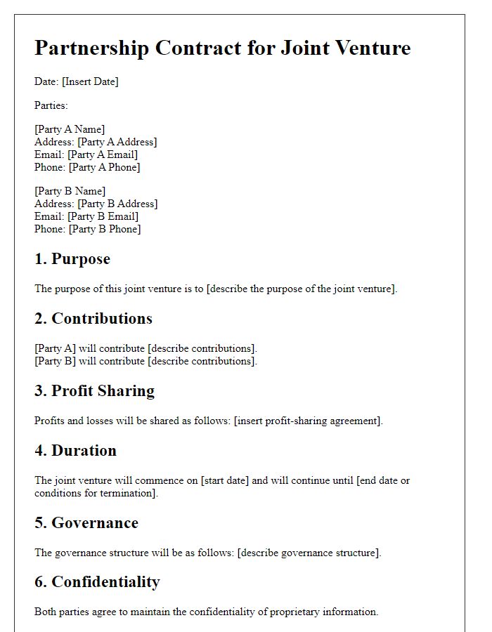 Letter template of partnership contract for joint ventures