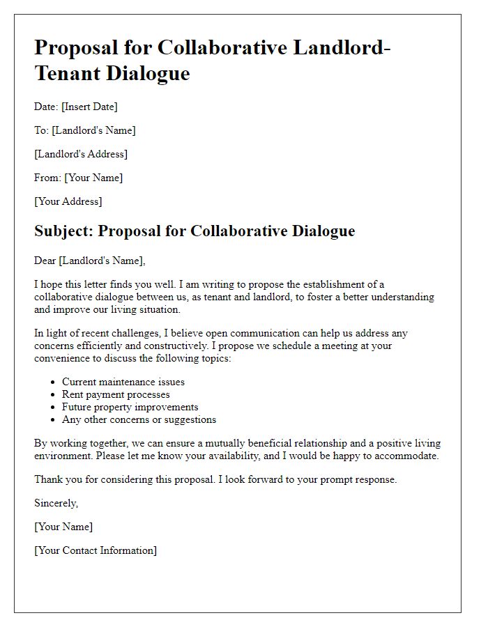 Letter template of proposal for collaborative landlord-tenant dialogue.