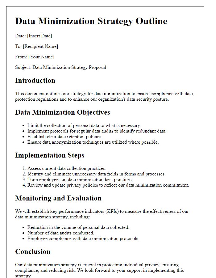 Letter template of data minimization strategy outline