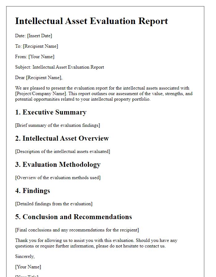 Letter template of intellectual asset evaluation report