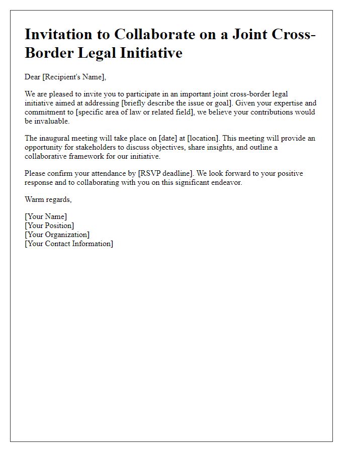 Letter template of invitation for joint cross-border legal initiative