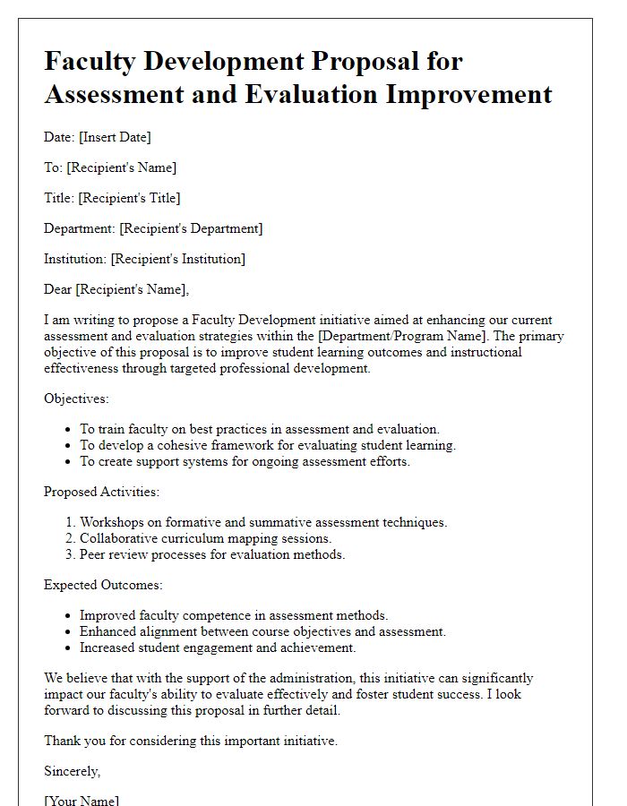 Letter template of Faculty Development Proposal for Assessment and Evaluation Improvement