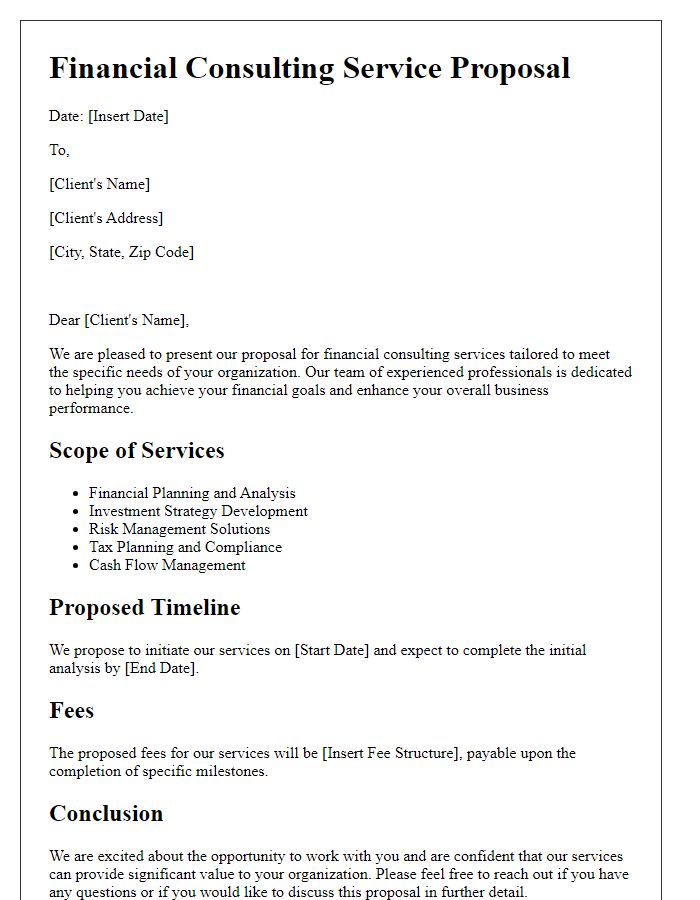 Letter template of financial consulting service proposal